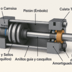 partes que componen un cilindro neumatico